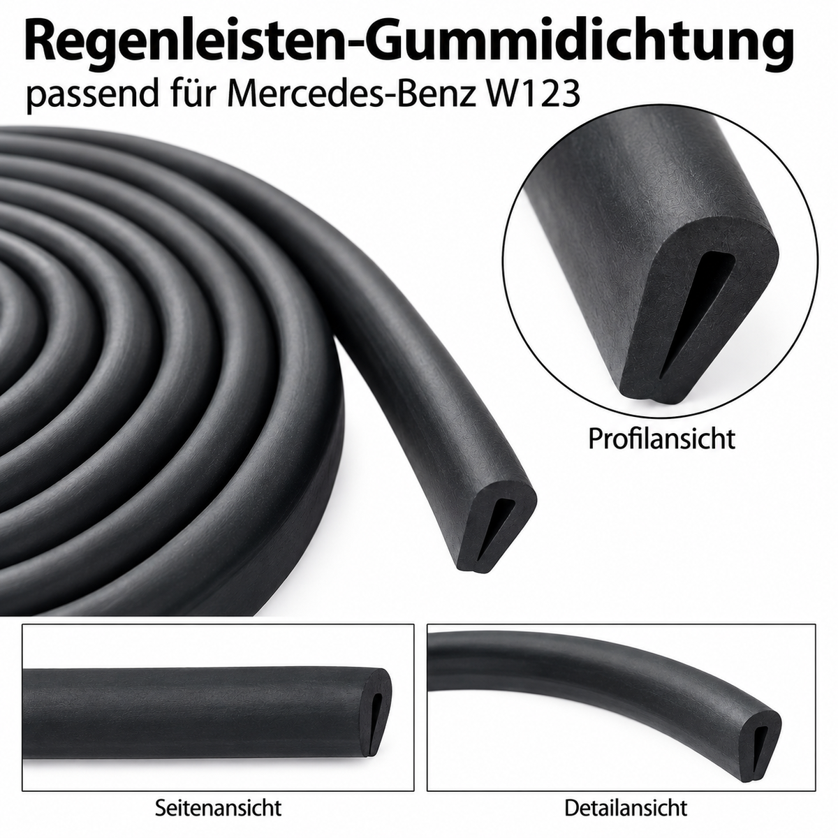 Regenleisten-Gummidichtung L+R für Mercedes-Benz W123 Coupé C123 | A1236980530 A1236980630