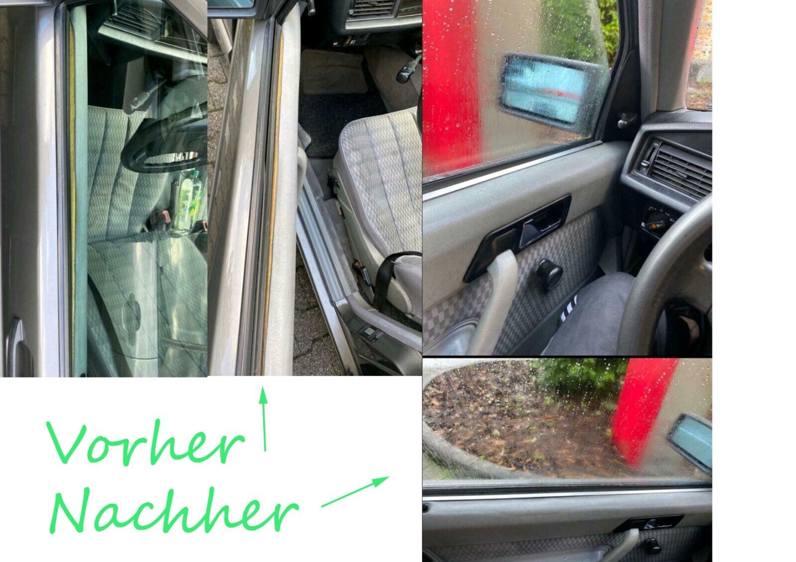 W201 door panel visual repair E190 4-molding aluminum strip with cut pattern